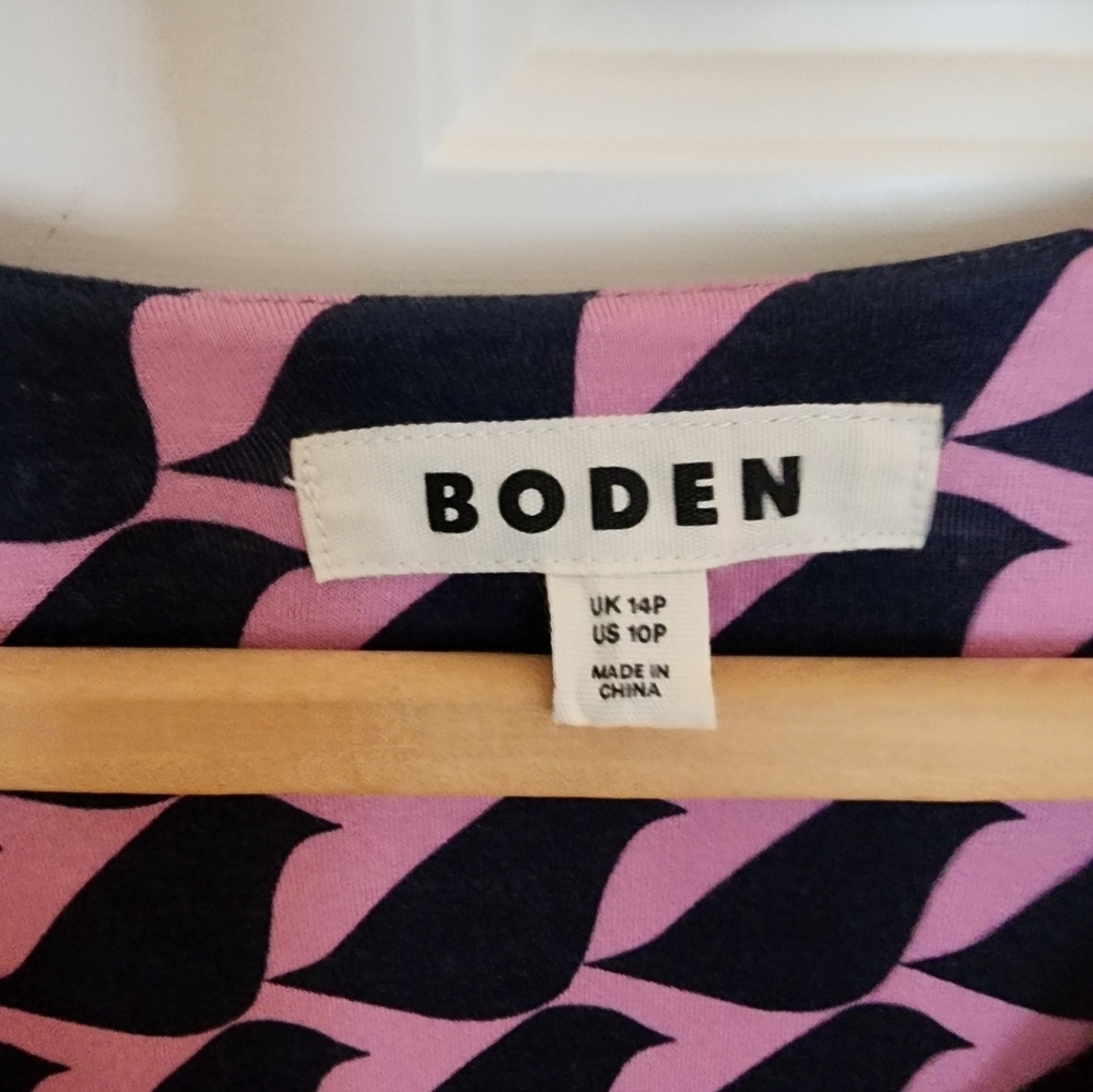 Boden Kristen Pleated Jersey Dress Size 10P Strawberry Sherbert Birdie Office - Picture 12 of 15